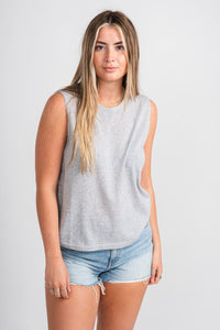 Aerie knit tank top heather grey - Affordable Tank Top - Boutique Tank Tops at Lush Fashion Lounge Boutique in Oklahoma City