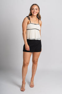 Ruffle frill tank top ivory - Trendy Tank Top - Fashion Tank Tops at Lush Fashion Lounge Boutique in Oklahoma City