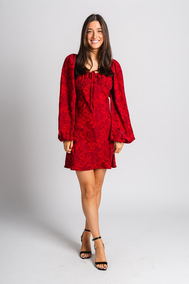 Rose mini dress dark red - Trendy Valentine's T-Shirts at Lush Fashion Lounge Boutique in Oklahoma City