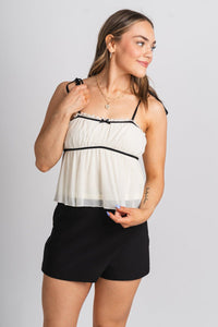 Ruffle frill tank top ivory - Cute Tank Top - Trendy Tank Tops at Lush Fashion Lounge Boutique in Oklahoma City