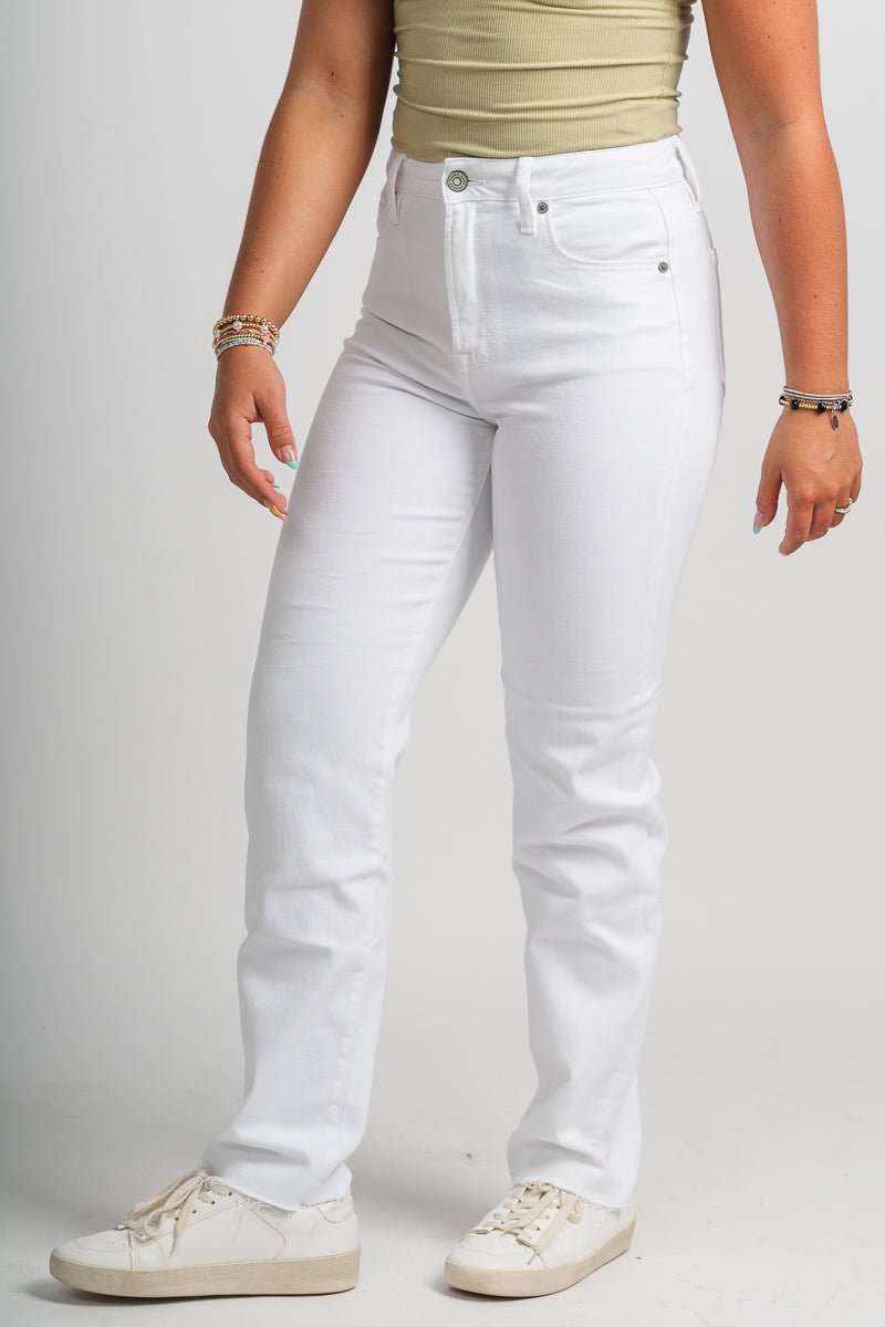 Hidden Tracey high rise straight leg jeans white | Lush Fashion Lounge: boutique women's jeans, fashion jeans for women, affordable fashion jeans, cute boutique jeans