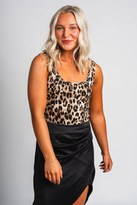 Leopard bodysuit cream/black - Affordable Bodysuit - Boutique Bodysuits at Lush Fashion Lounge Boutique in Oklahoma City