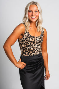 Leopard bodysuit cream/black - Cute Bodysuit - Trendy Bodysuits at Lush Fashion Lounge Boutique in Oklahoma City