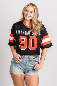 OSU OSU Oklahoma State cropped football jersey top black top | Lush Fashion Lounge Trendy Oklahoma State Cowboys Apparel & Cute Gameday T-Shirts