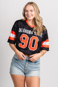OSU OSU Oklahoma State cropped football jersey top black top | Lush Fashion Lounge Trendy Oklahoma State Cowboys Apparel & Cute Gameday T-Shirts