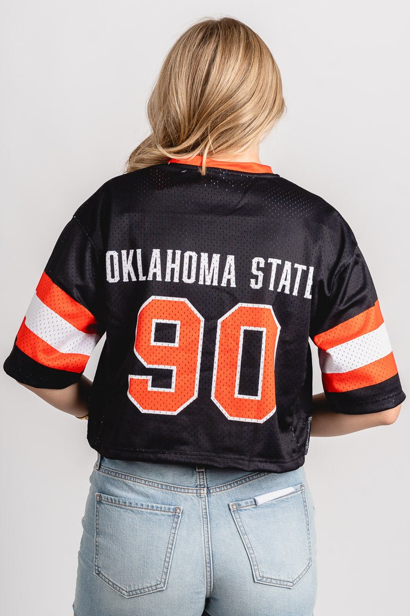 OSU OSU Oklahoma State cropped football jersey top black top | Lush Fashion Lounge Trendy Oklahoma State Cowboys Apparel & Cute Gameday T-Shirts