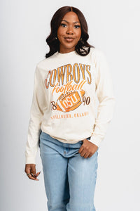 OSU OSU Cowboys big football long sleeve t-shirt natural T-shirt | Lush Fashion Lounge Trendy Oklahoma State Cowboys Apparel & Cute Gameday T-Shirts