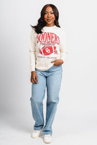 OU OU Sooners big football long sleeve t-shirt natural T-shirt | Lush Fashion Lounge Trendy Oklahoma University Sooners Apparel & Cute Gameday T-Shirts