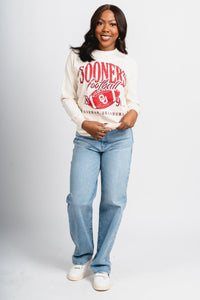 OU OU Sooners big football long sleeve t-shirt natural T-shirt | Lush Fashion Lounge Trendy Oklahoma University Sooners Apparel & Cute Gameday T-Shirts