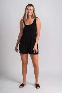Modal sleeveless romper black - Trendy Romper - Fashion Rompers & Pantsuits at Lush Fashion Lounge Boutique in Oklahoma City
