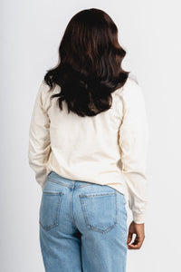 OU OU Sooners big football long sleeve t-shirt natural T-shirt | Lush Fashion Lounge Trendy Oklahoma University Sooners Apparel & Cute Gameday T-Shirts