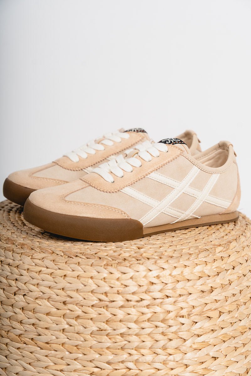 Polly criss cross sneaker beige - Cute shoes - Trendy Shoes at Lush Fashion Lounge Boutique in Oklahoma City