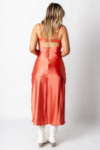 Lace trim midi dress rust Stylish dress - Womens Fashion Dresses at Lush Fashion Lounge Boutique in Oklahoma City