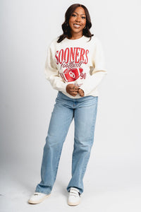 OU OU Sooners big football hi dive sweatshirt natural T-shirt | Lush Fashion Lounge Trendy Oklahoma University Sooners Apparel & Cute Gameday T-Shirts