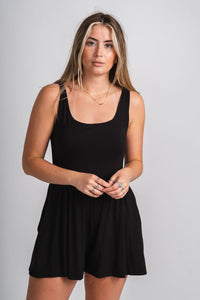 Modal sleeveless romper black - Cute Romper - Trendy Rompers and Pantsuits at Lush Fashion Lounge Boutique in Oklahoma City