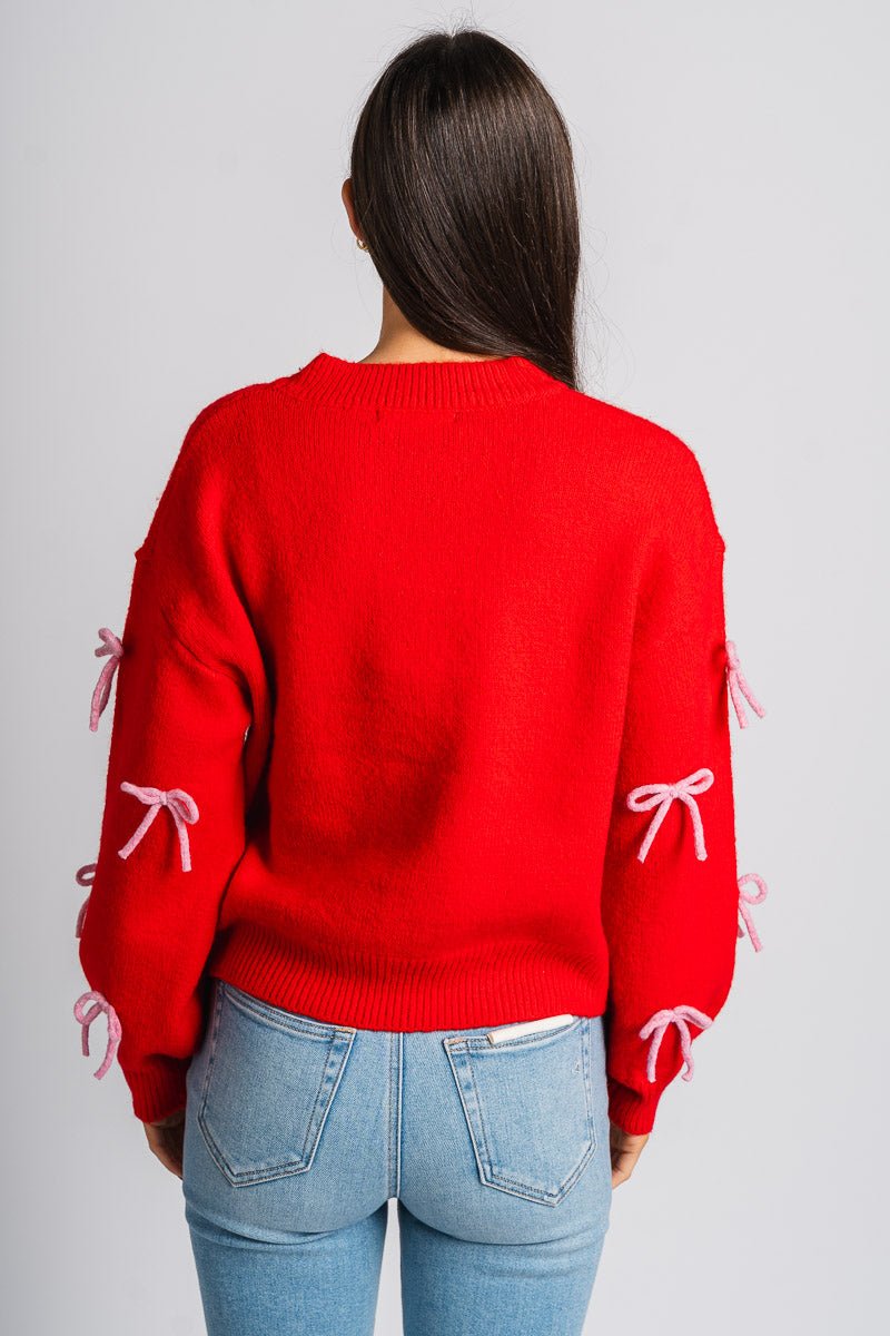 Bow embellished sweater red