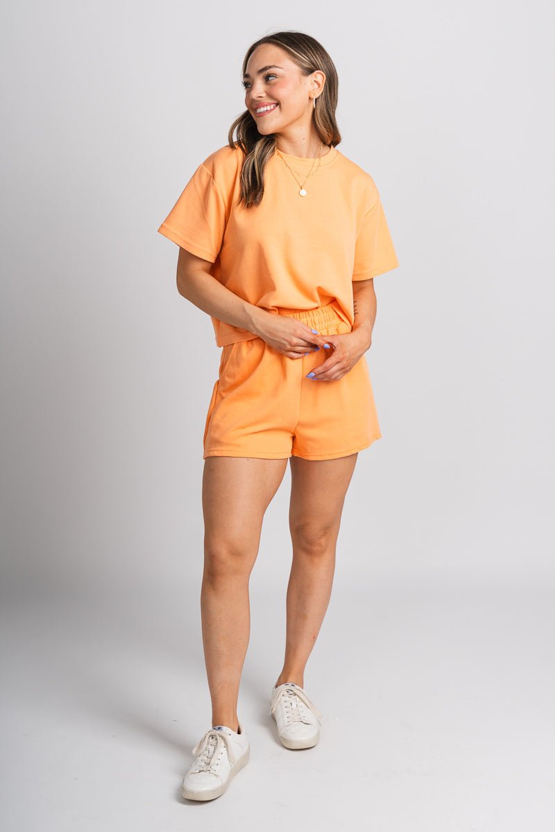 Short sleeve top tangerine - Stylish top - Trendy Lounge Sets at Lush Fashion Lounge Boutique in Oklahoma City