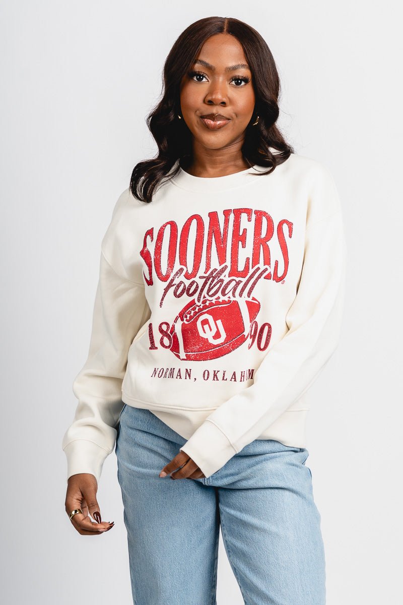 OU OU Sooners big football hi dive sweatshirt natural T-shirt | Lush Fashion Lounge Trendy Oklahoma University Sooners Apparel & Cute Gameday T-Shirts