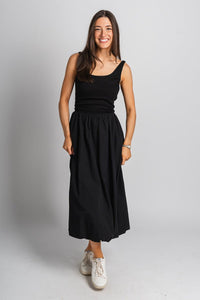 Balloon midi dress black - Cute dress - Trendy Dresses at Lush Fashion Lounge Boutique in Oklahoma City