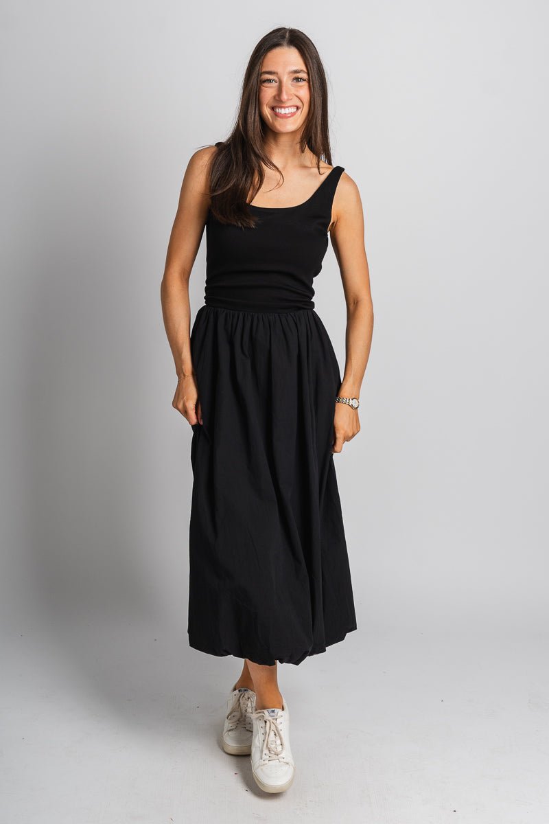 Balloon midi dress black - Cute dress - Trendy Dresses at Lush Fashion Lounge Boutique in Oklahoma City