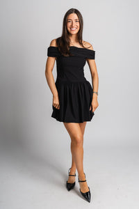 Off shoulder dress black - Trendy dress - Fashion Dresses at Lush Fashion Lounge Boutique in Oklahoma City