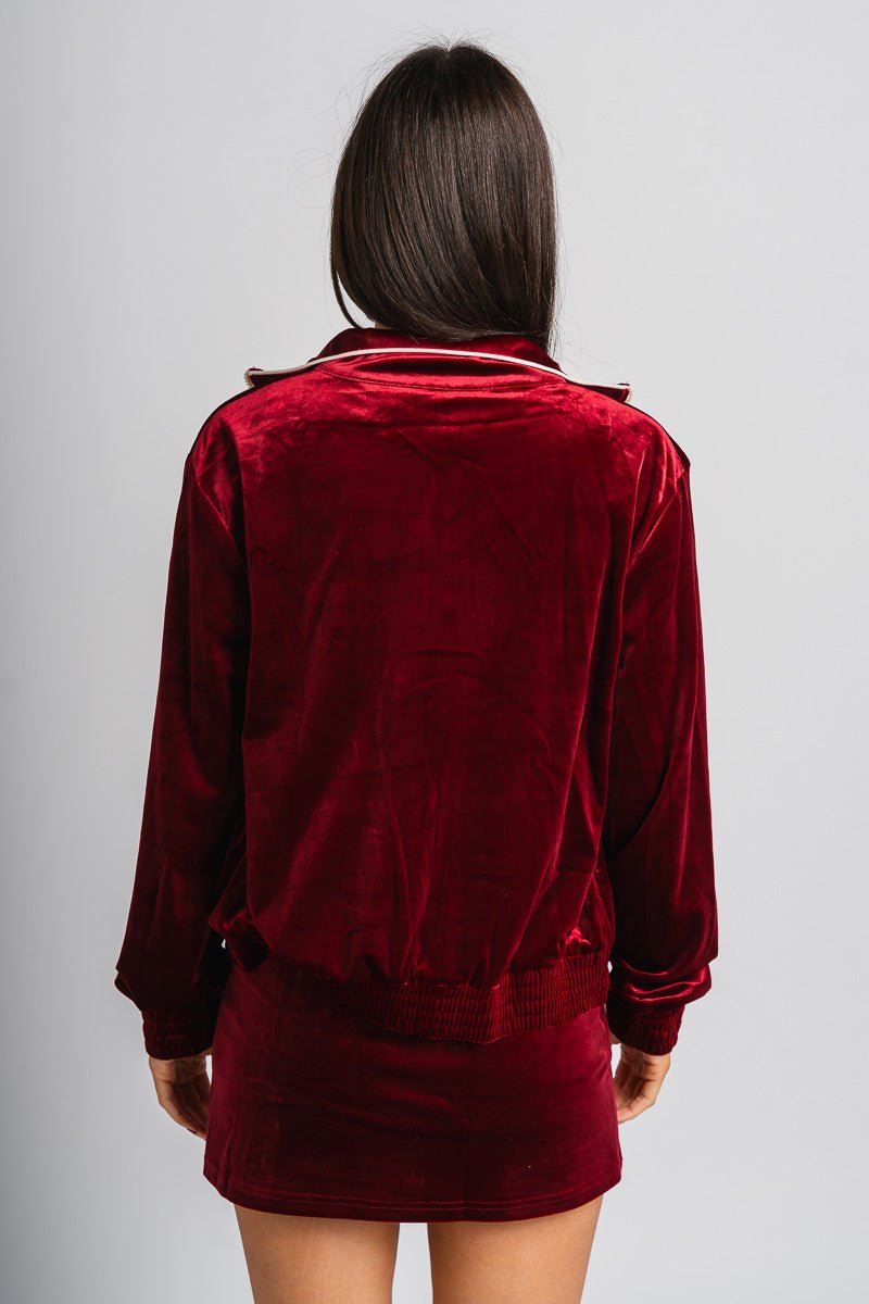 Velour zip jacket wine