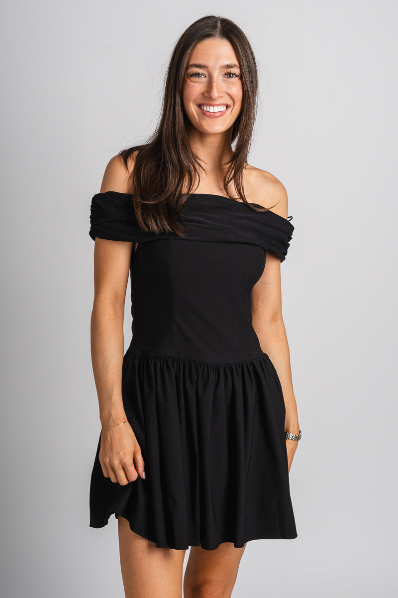 Off shoulder dress black - Cute dress - Trendy Dresses at Lush Fashion Lounge Boutique in Oklahoma City