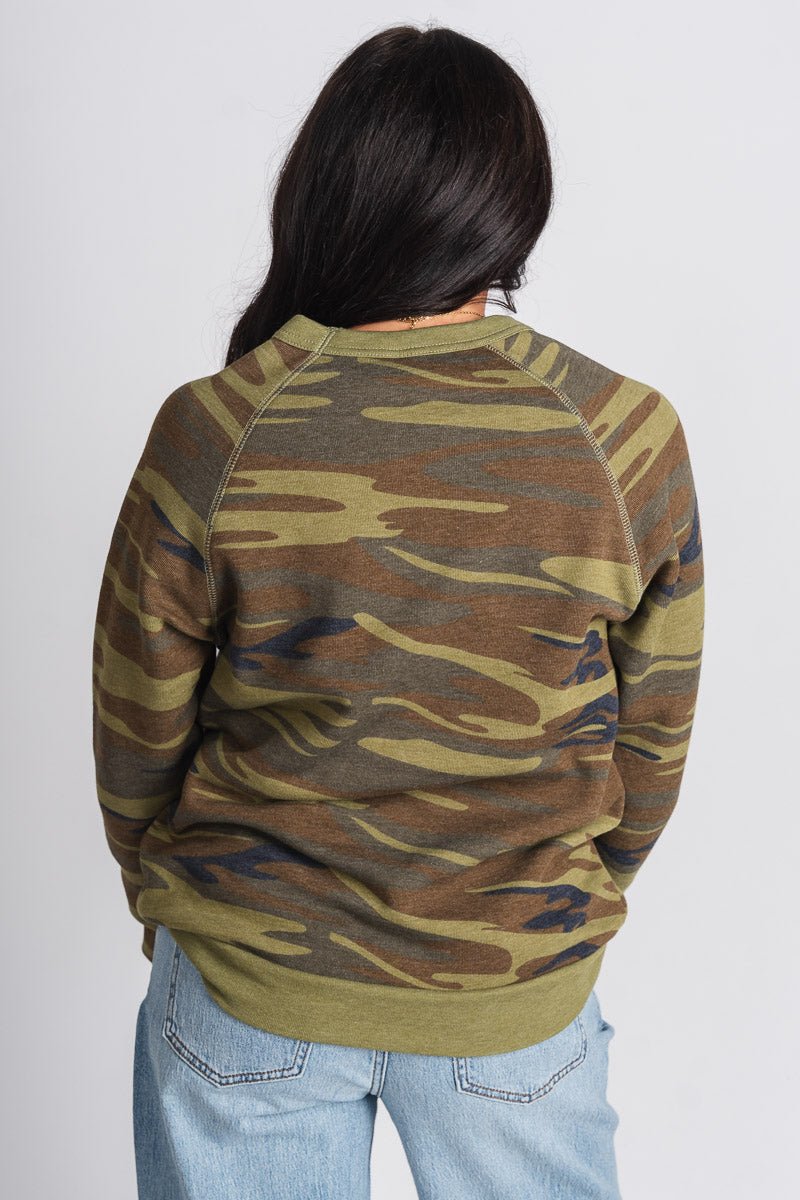 OKLA script camo sweatshirt green