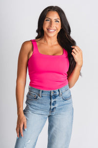 Square neck bodysuit fuchsia - Affordable bodysuit - Boutique Bodysuits at Lush Fashion Lounge Boutique in Oklahoma City