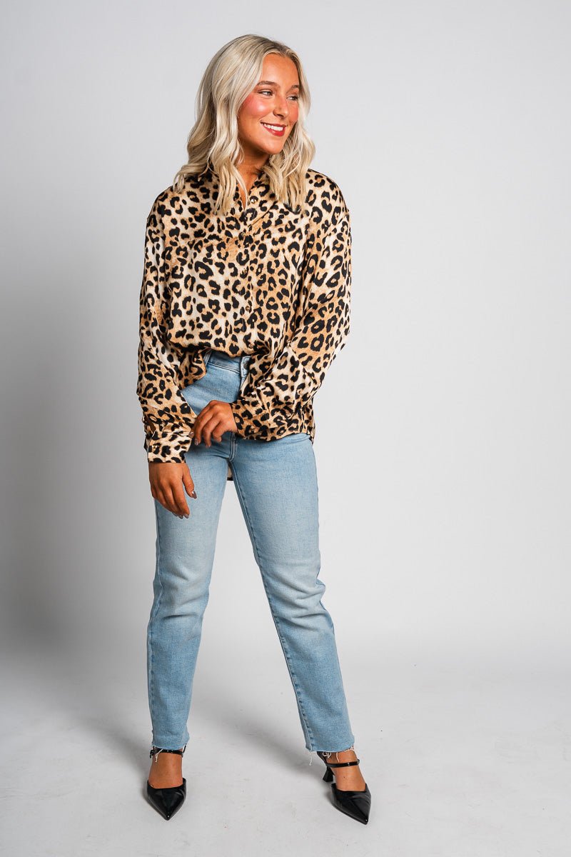 Leopard blouse brown