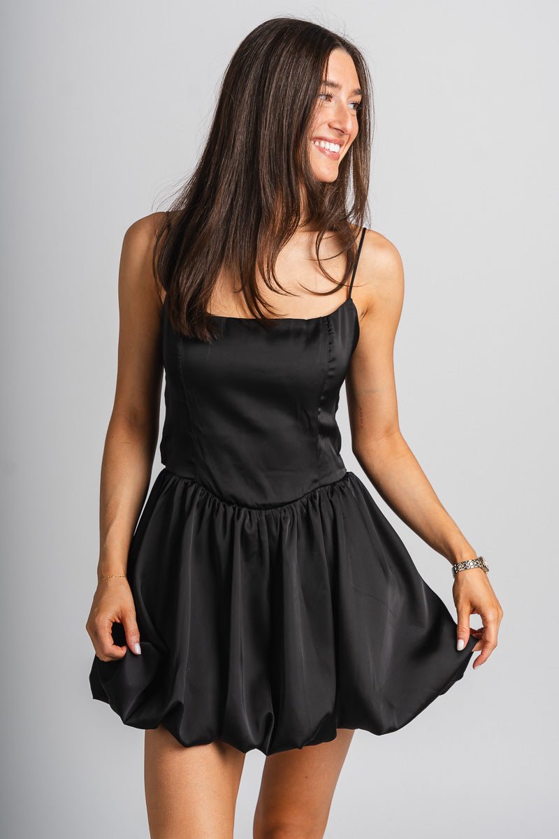 Bubble mini dress black - Cute dress - Trendy Dresses at Lush Fashion Lounge Boutique in Oklahoma City