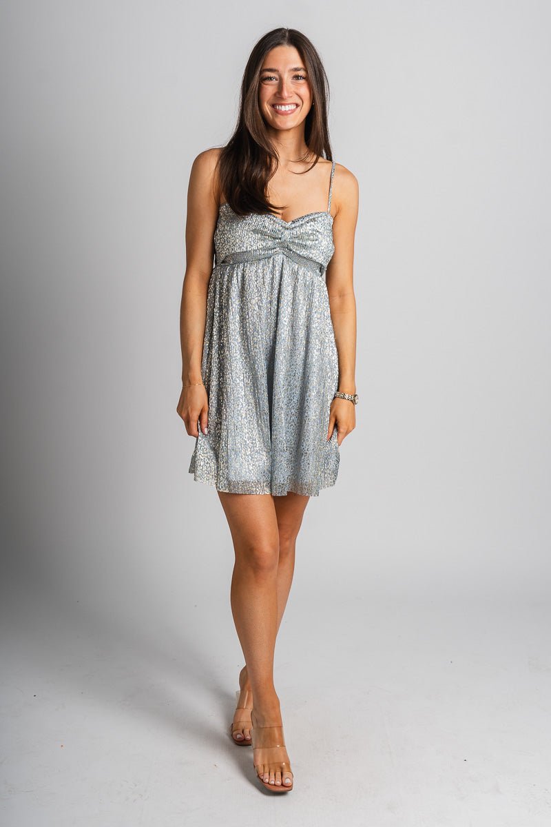 Shimmer babydoll dress sky - Trendy dress - Fashion Dresses at Lush Fashion Lounge Boutique in Oklahoma City