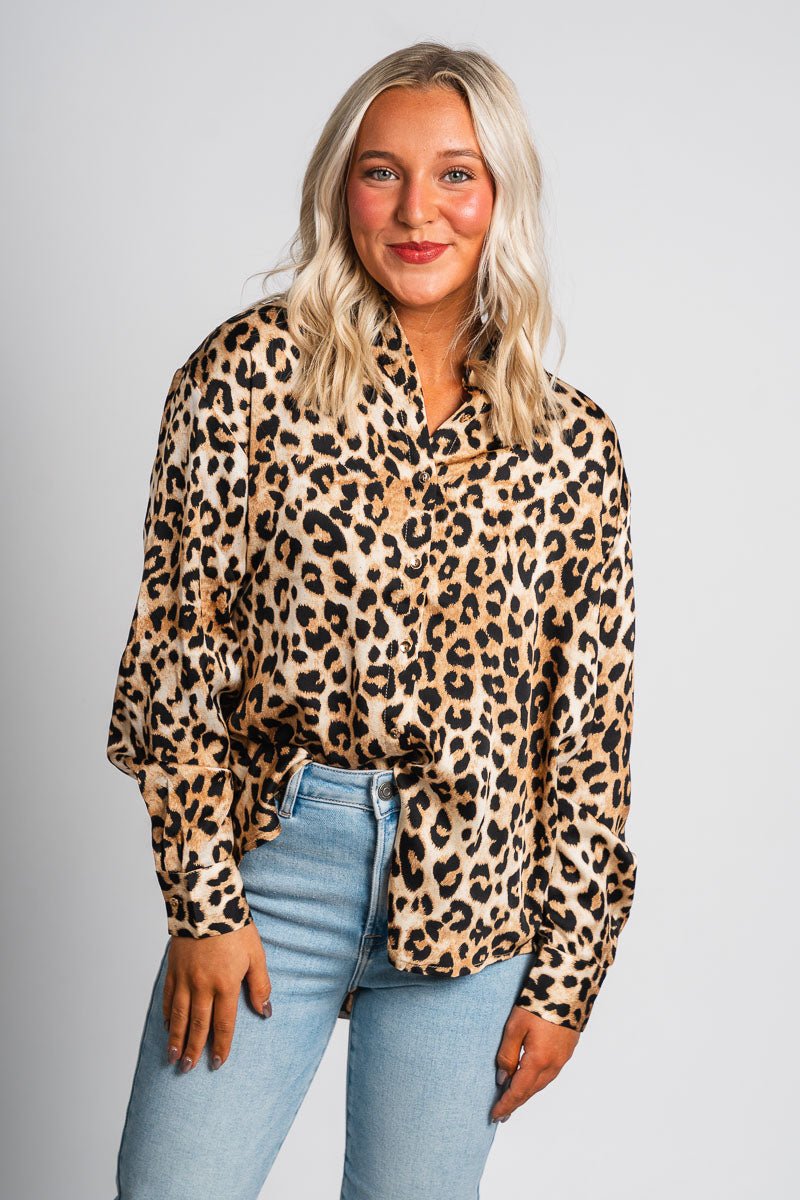 Leopard blouse brown