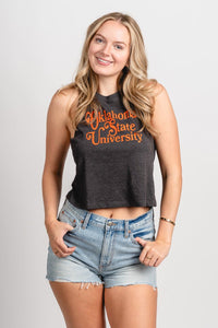 OSU OSU Oklahoma State bookmania racerback tank top charcoal tank | Lush Fashion Lounge Trendy Oklahoma State Cowboys Apparel & Cute Gameday T-Shirts