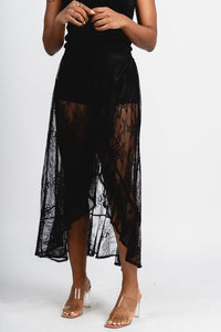 Lace midi skirt black | Lush Fashion Lounge: boutique fashion skirts, affordable boutique skirts, cute affordable skirts