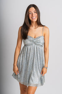 Shimmer babydoll dress sky - Affordable dress - Boutique Dresses at Lush Fashion Lounge Boutique in Oklahoma City