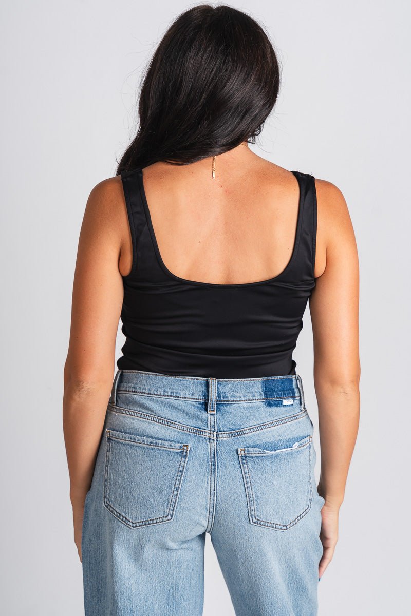 Square neck bodysuit black