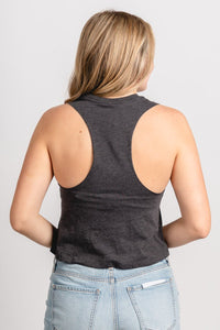 OSU OSU Oklahoma State bookmania racerback tank top charcoal tank | Lush Fashion Lounge Trendy Oklahoma State Cowboys Apparel & Cute Gameday T-Shirts