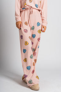 Candy heart pajama pants pink - Unique Valentine's Day T-Shirt Designs at Lush Fashion Lounge Boutique in Oklahoma City