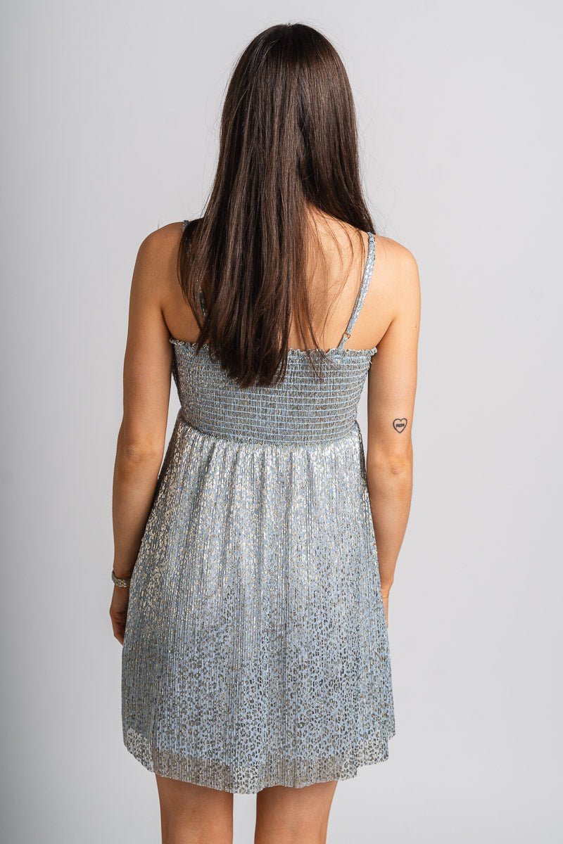 Shimmer babydoll dress sky