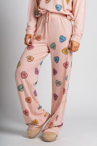 Candy heart pajama pants pink - Trendy T-Shirts for Valentine's Day at Lush Fashion Lounge Boutique in Oklahoma City