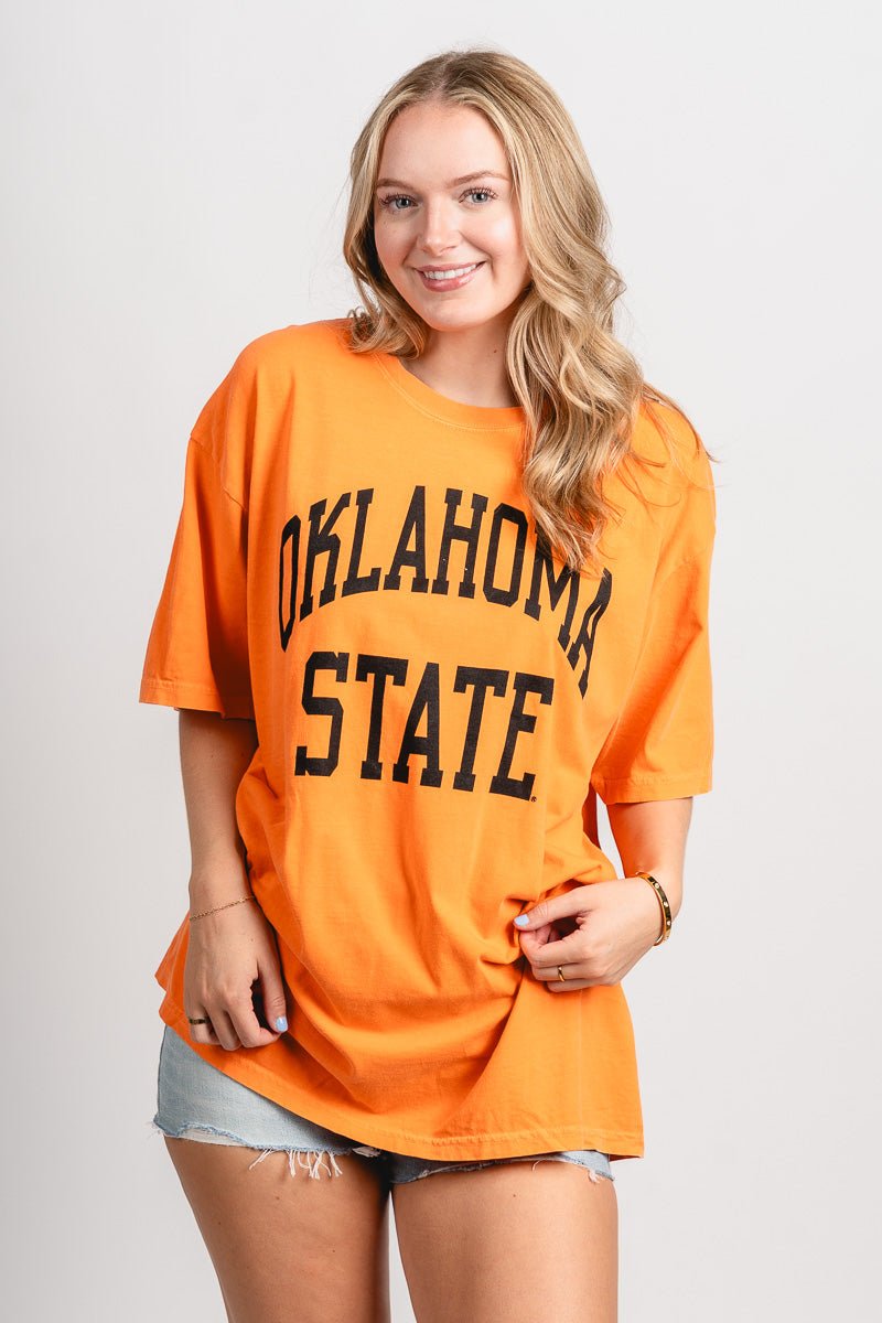 OSU OSU Oklahoma State simple oversized tee orange T-shirt | Lush Fashion Lounge Trendy Oklahoma State Cowboys Apparel & Cute Gameday T-Shirts