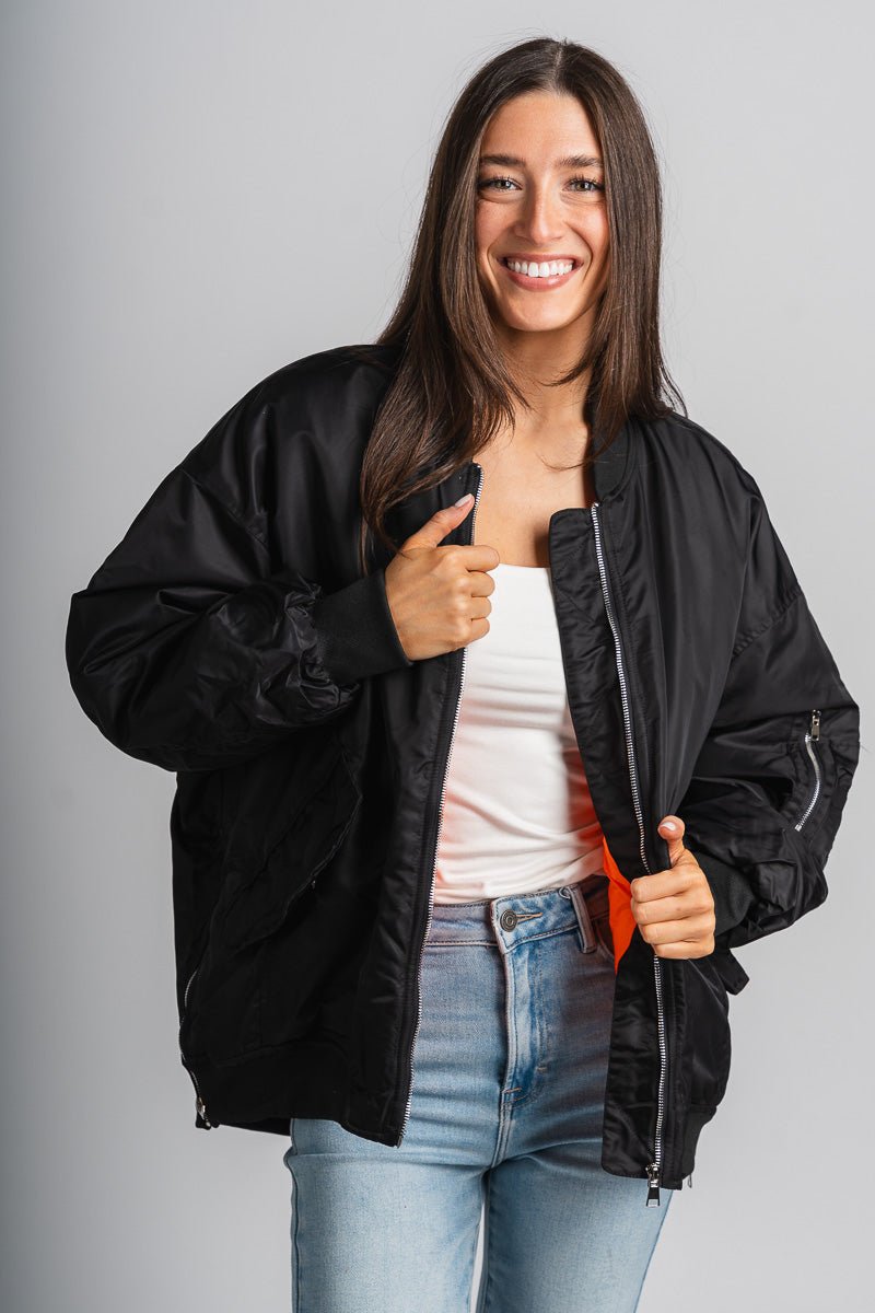 Bomber jacket black – Trendy Jackets | Cute Fashion Blazers at Lush Fashion Lounge Boutique in Oklahoma City