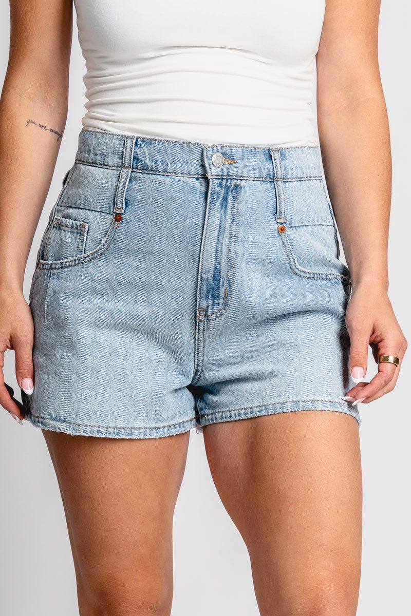 Cello mid rise baggy shorts light denim - Cute shorts - Trendy Shorts at Lush Fashion Lounge Boutique in Oklahoma City
