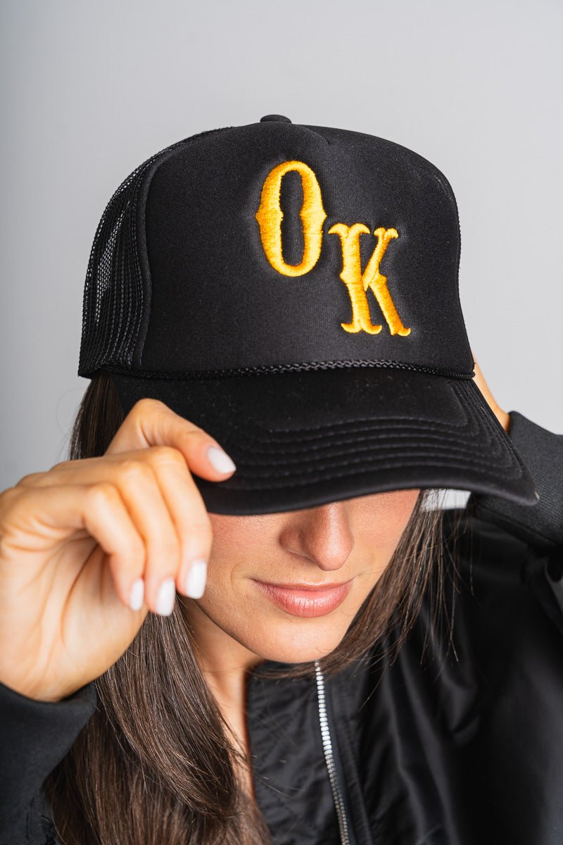 OK western trucker hat black - Trendy Hats at Lush Fashion Lounge Boutique in Oklahoma City