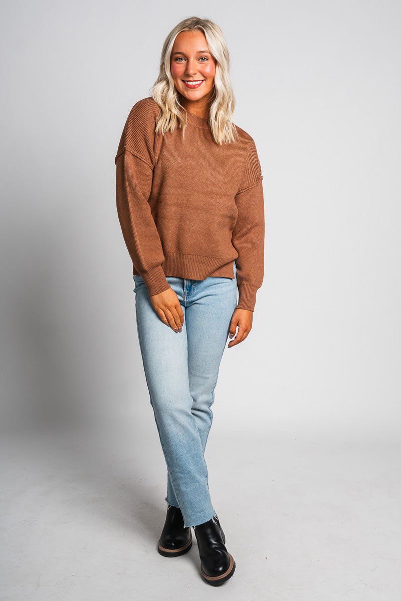 Oversized sweater toffee – Unique Sweaters | Lounging Sweaters and Womens Fashion Sweaters at Lush Fashion Lounge Boutique in Oklahoma City