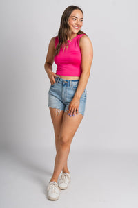 Crop tank top fuchsia - Trendy Tank Top - Fashion Tank Tops at Lush Fashion Lounge Boutique in Oklahoma City