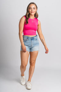 Crop tank top fuchsia Stylish Tank Top - Womens Fashion Tank Tops at Lush Fashion Lounge Boutique in Oklahoma City