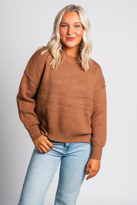 Oversized sweater toffee – Stylish Sweaters | Boutique Sweaters at Lush Fashion Lounge Boutique in Oklahoma City