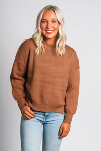 Oversized sweater toffee – Boutique Sweaters | Fashionable Sweaters at Lush Fashion Lounge Boutique in Oklahoma City